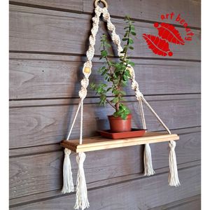 شلف چوبی مکرومه کاربردی طرح ترنج