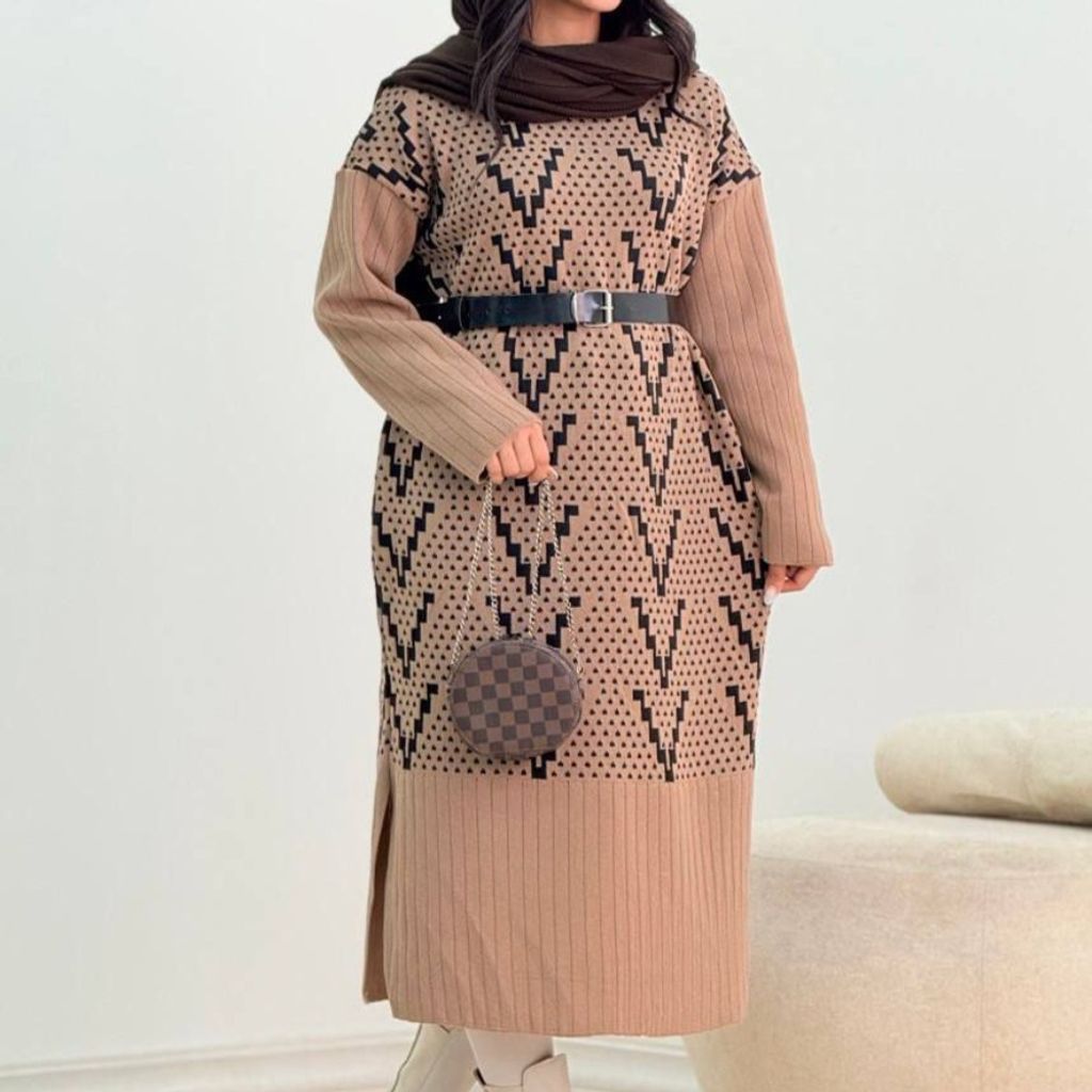 خرید آنلاین مانتو بافت طرح وی کد 5000