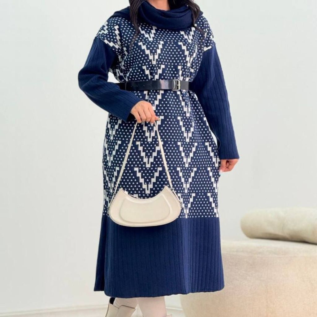 خرید آنلاین مانتو بافت طرح وی کد 5000