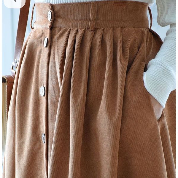 دامن مخمل کبریتی پیلی دار