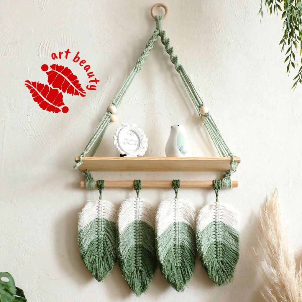 خرید انلاین شلف چوبی مکرومه با برگ رنگبندی دلخواه مدل خاص