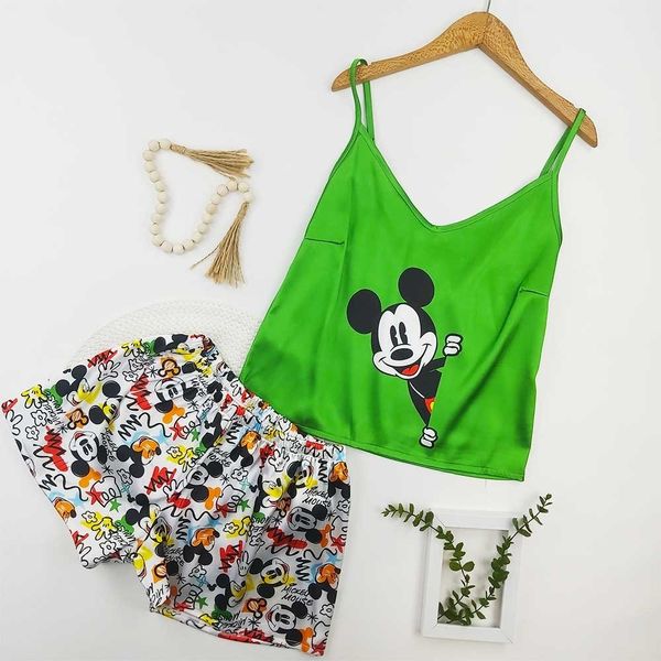 لباس خواب زنانه تاپ شورتک طرح میکی موس 99
