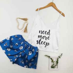 قیمت ارزان لباس خواب زنانه تاپ شورتک طرح need more sleep