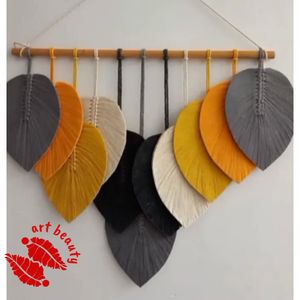 دیوارکوب اویز برگ مکرومه بافی طرح عکاس