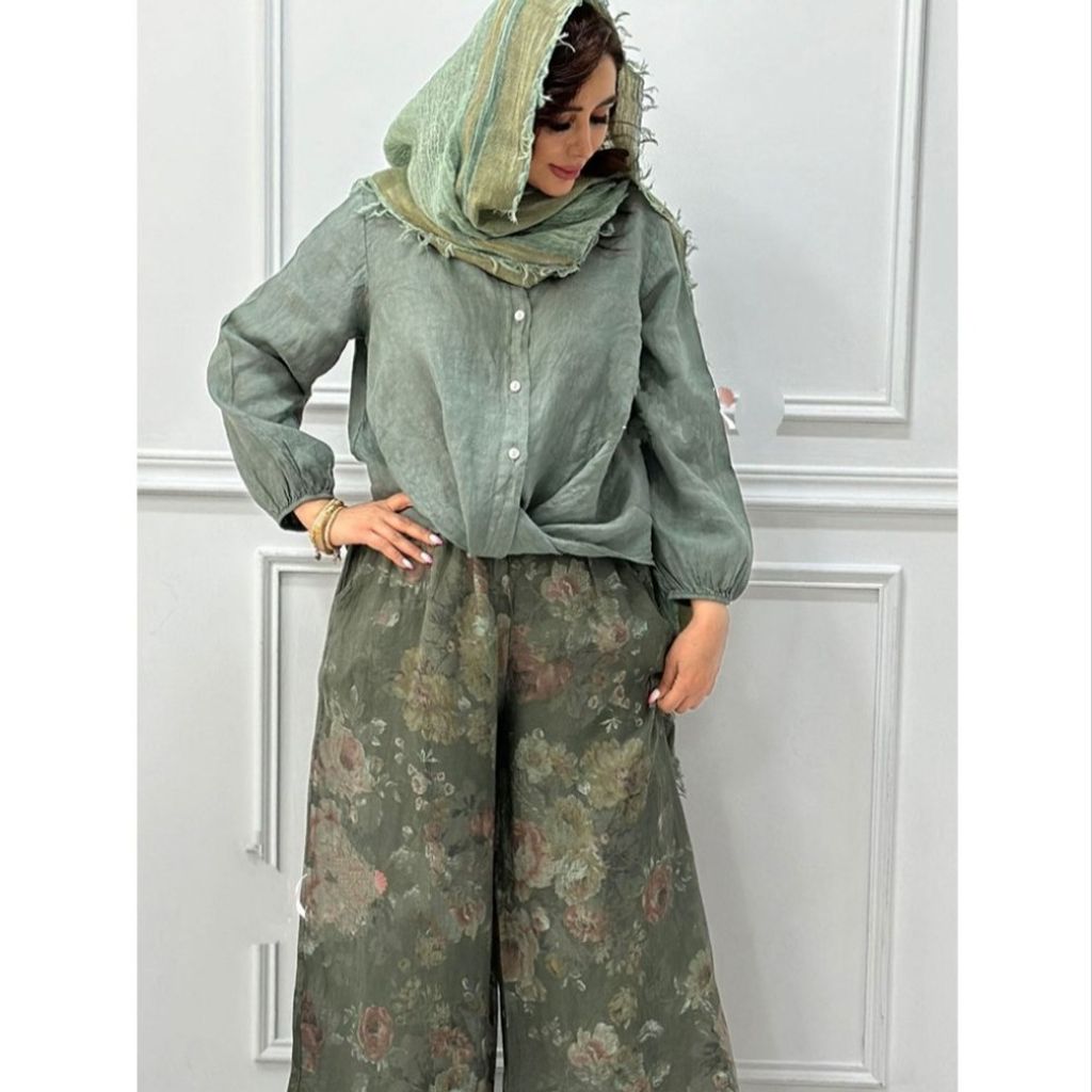 خرید انلاین شومیز شلوار گلبو