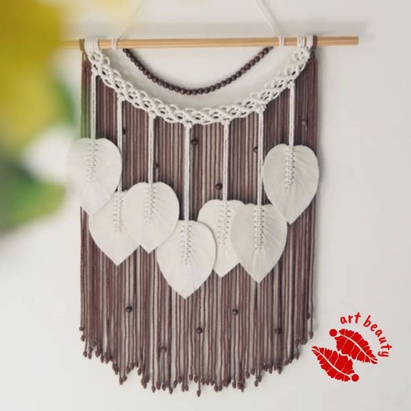 دیوارکوب اویز مکرمه مدرن با برگ طرح لیان