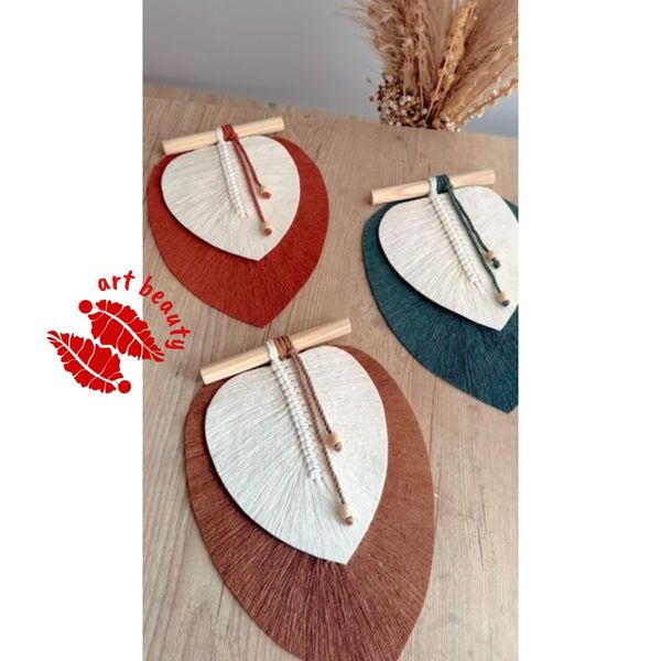 دیوارکوب دو برگ مکرومه بافی دکوراتیو طرح ناهید