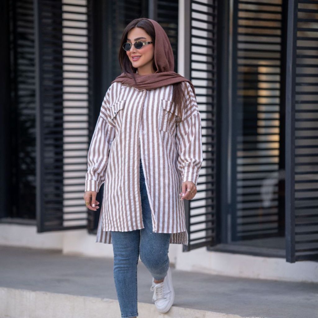 خرید انلاین مانتو کراش راه راه