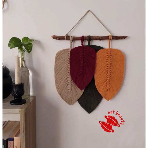 دیوارکوب برگ مکرومه بافی طرح صدف