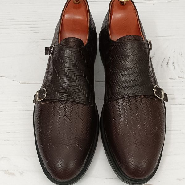 کفش مردانه مجلسی چرم طبیعی مدل آلفردو حصیری ترک