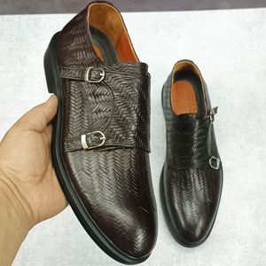 خرید انلاین کفش مردانه مجلسی چرم طبیعی مدل آلفردو حصیری ترک