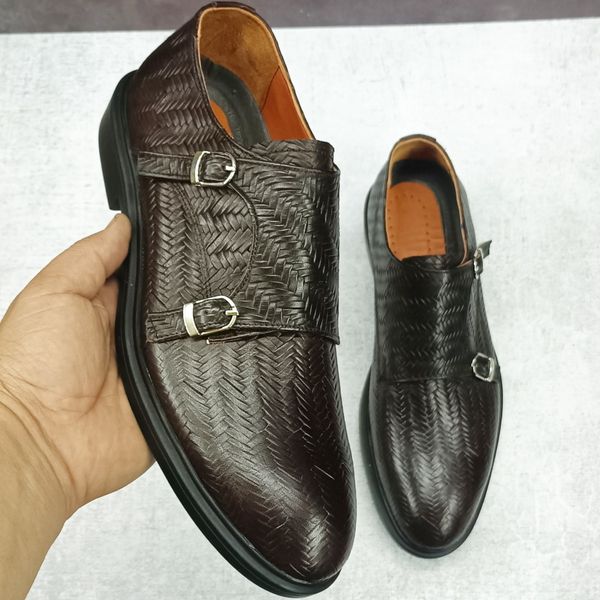 کفش مردانه مجلسی چرم طبیعی مدل آلفردو حصیری ترک