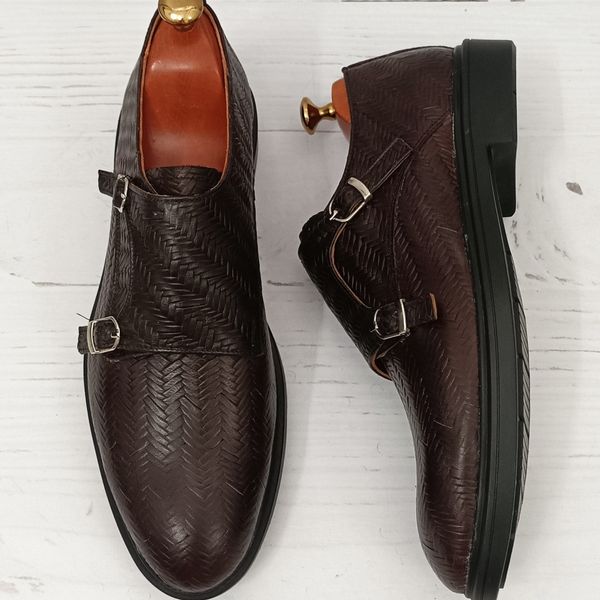 کفش مردانه مجلسی چرم طبیعی مدل آلفردو حصیری ترک