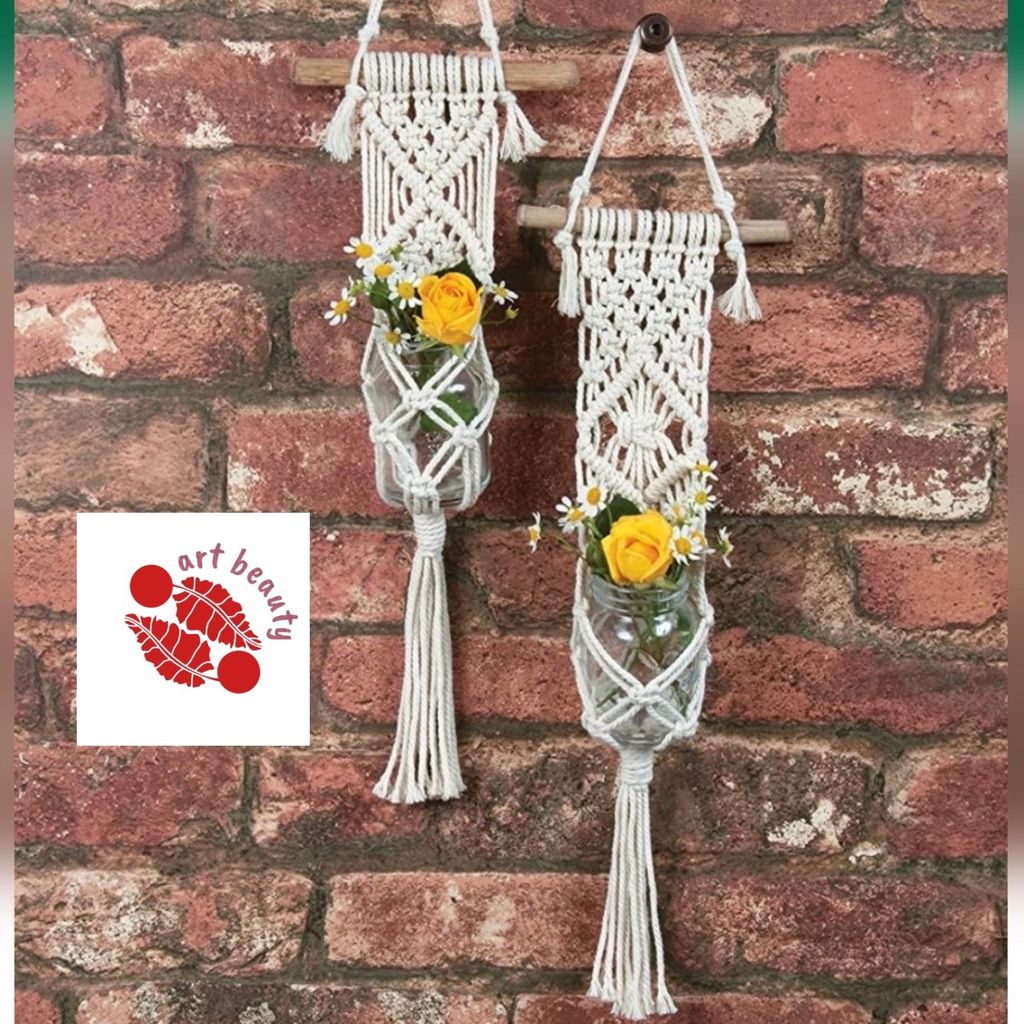 مشخصات اویز گلدان مکرومه بافی طرح شقایق