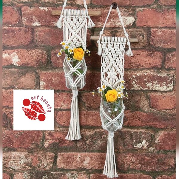 اویز گلدان مکرومه بافی طرح شقایق