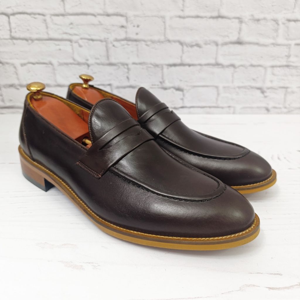 خرید آنلاین کفش مردانه  کالج چرم طبیعی دست دوز کاپری قهوه ای