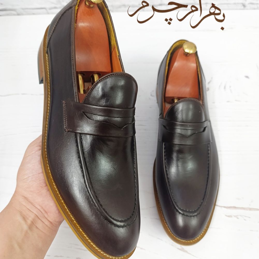قیمت ارزان کفش مردانه  کالج چرم طبیعی دست دوز کاپری قهوه ای