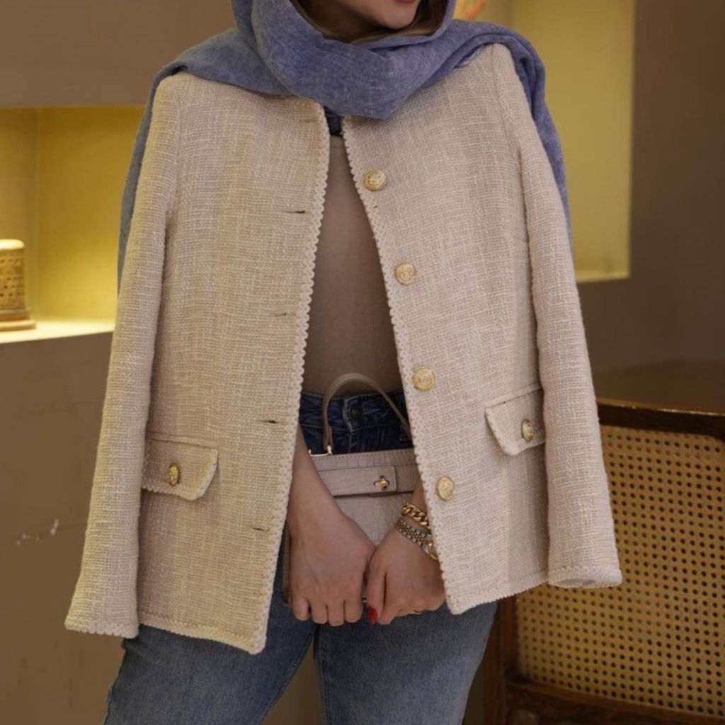 قیمت ارزان کت زنانه آستردار شانل مدل رونیکا