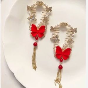 گیره مو گوجه ای پروانه مخمل