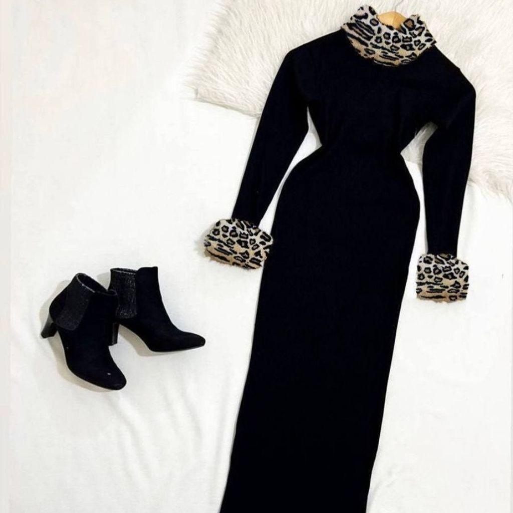 فروش اینترنتی پیراهن بلند زنانه پرشیا مدل خز دار کد 50