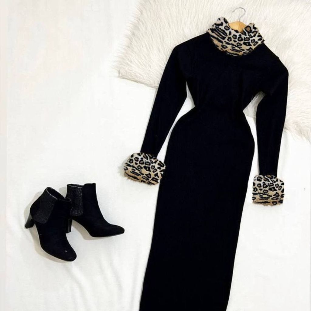 قیمت ارزان پیراهن بلند زنانه پرشیا مدل خز دار