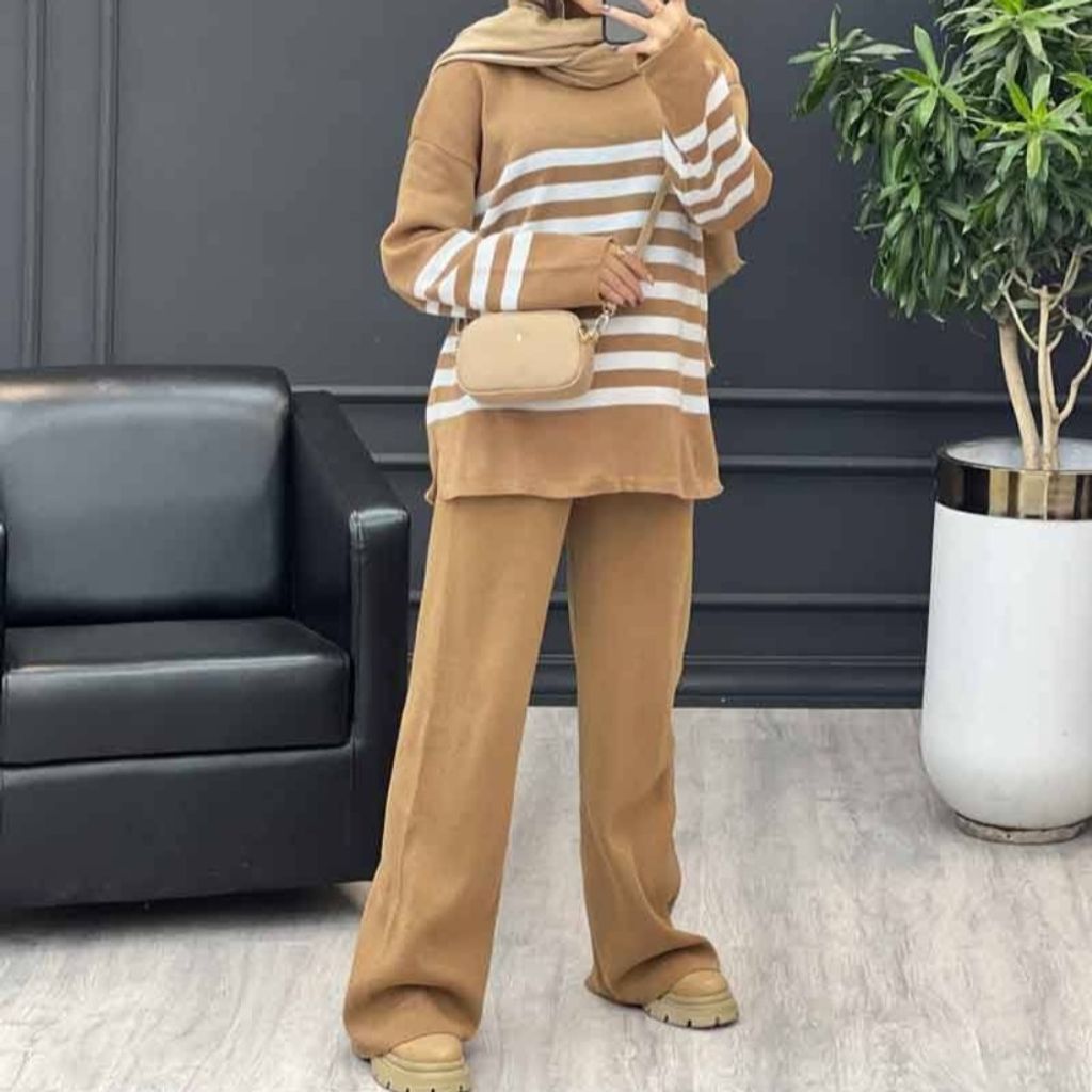 خرید آنلاین ست بافت پاییزه راه راه