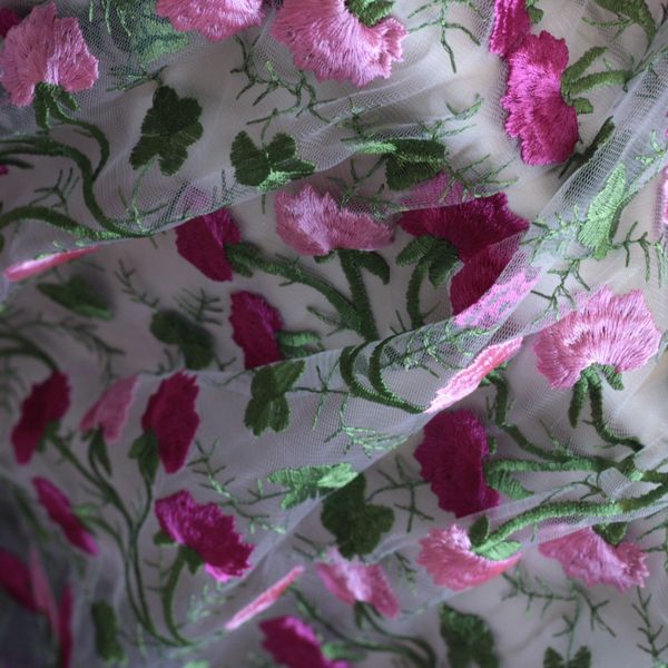 پارچه تور گل‌دوزی