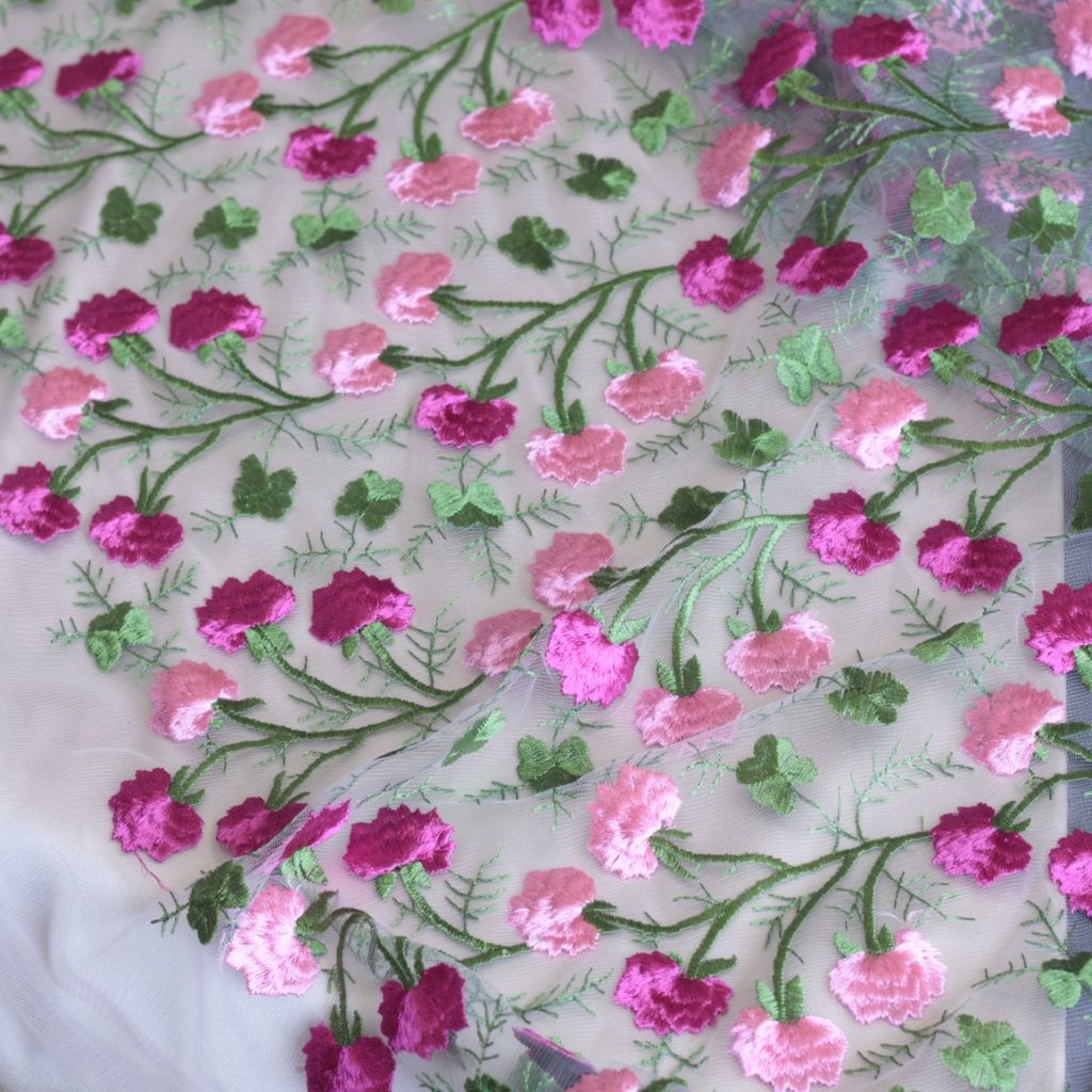 مشخصات پارچه تور گل‌دوزی