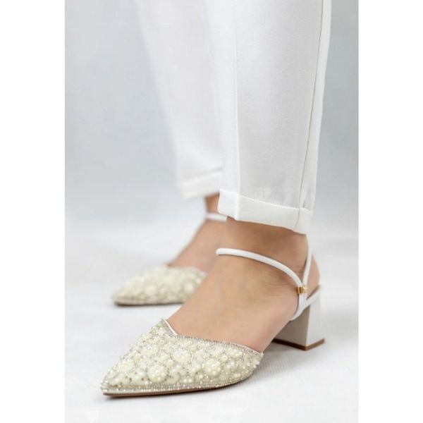 شلوار زنانه مام پاکتی سفید کرپ مازراتی سایز لارج یا 40