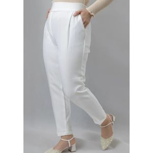 خرید اینترنتی شلوار زنانه مام پاکتی سفید کرپ مازراتی سایز لارج یا 40