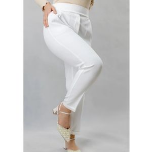 خرید اینترنتی شلوار زنانه مام پاکتی سفید کرپ مازراتی سایز لارج یا 40