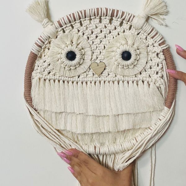 جغد دیوار مکرومه بافی