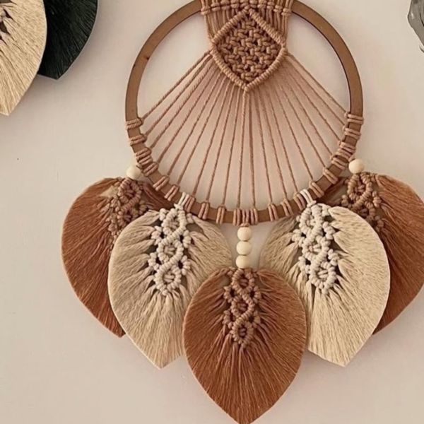 دیوار کوب برگ مکرومه بافی