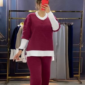 ست بافت استین کشی یقه گرد