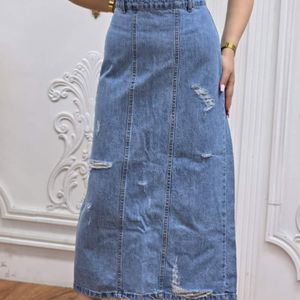 دامن جین پشت چاکدار