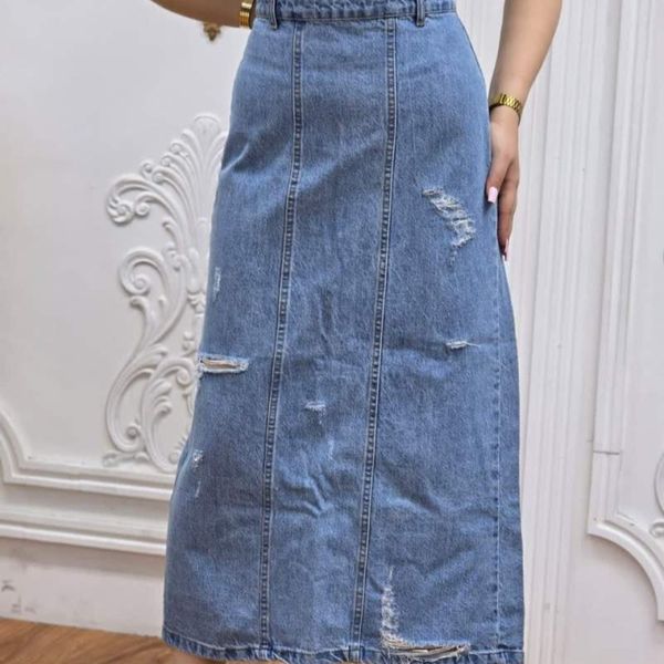 دامن جین پشت چاکدار