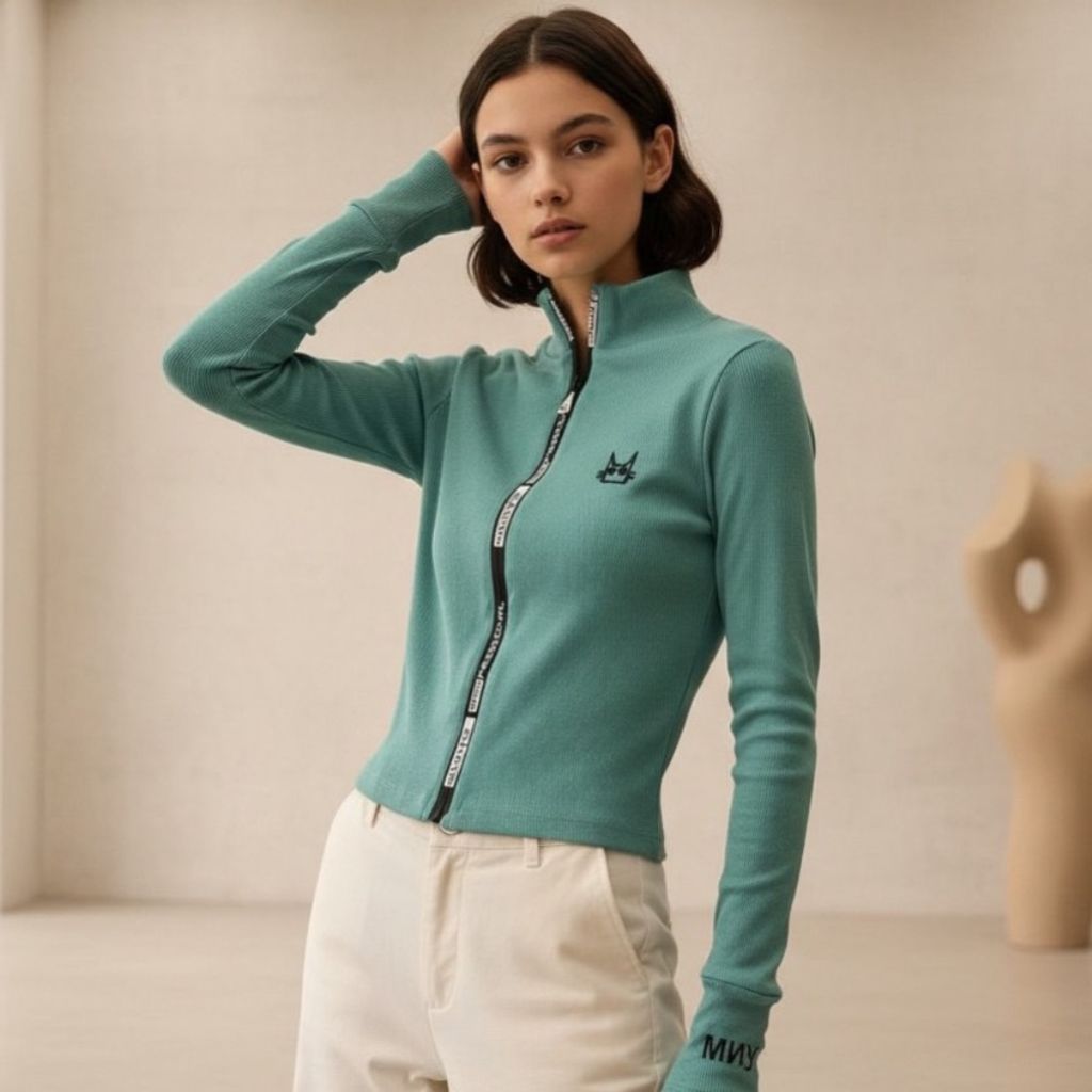 قیمت بلوز زنانه و دخترانه کبریتی فینگردار جلو زیپ کراپ کبریتی دخترانه فینگردار