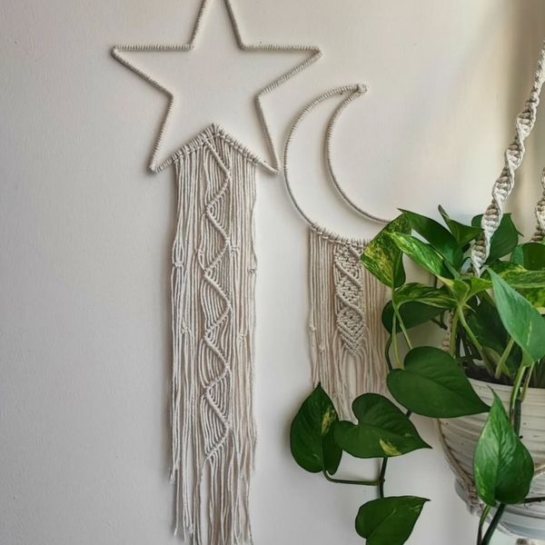 مجموعه دو عددی دیوار کوب مکرومه ماه و ستاره