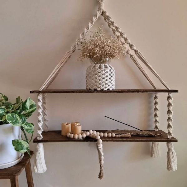 شلف دو طبقه مکرومه بافی مدل گیسو