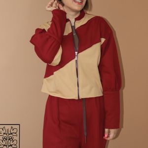 سوییشرت زرشکی دو رنگ