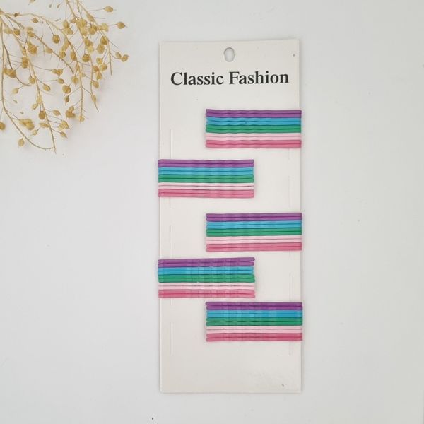 سنجاق سر فلزی زنانه و دخترانه کارت 50 عددی رنگی متنوع