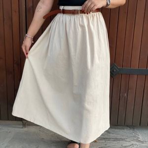 فروش اینترنتی دامن لنین زارا زنانه + کمربند چرم