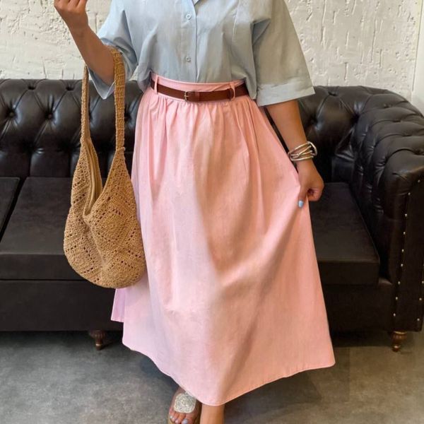 دامن لنین زارا زنانه + کمربند چرم