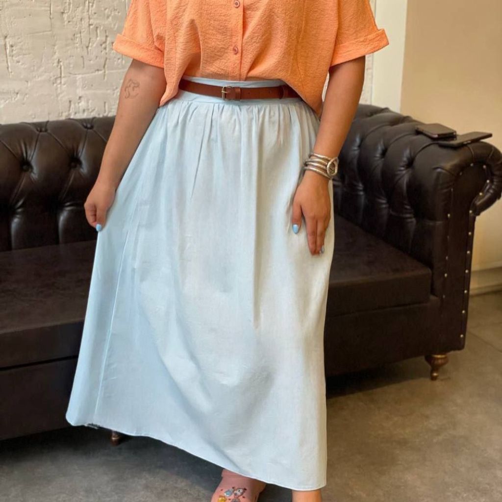 مشخصات دامن لنین زارا زنانه + کمربند چرم