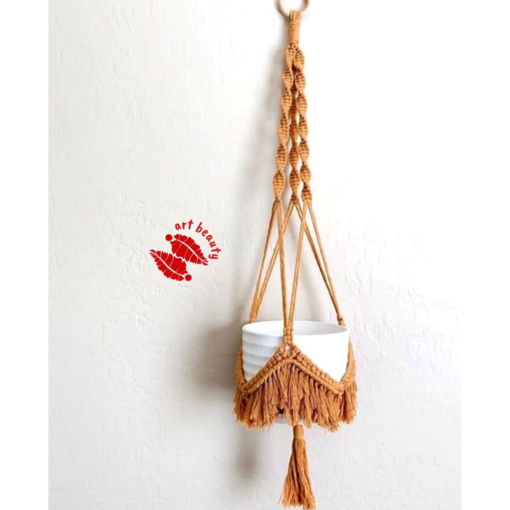 خرید آنلاین هولدر گلدان اویز مکرومه بافی طرح اقاقیا