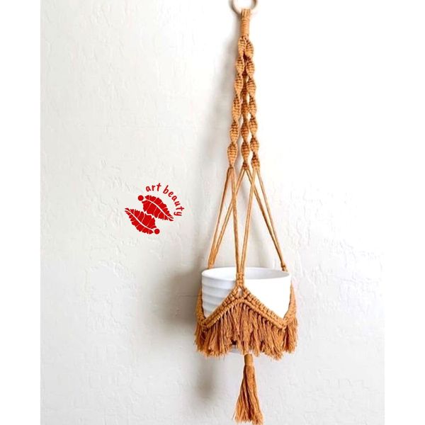 هولدر گلدان اویز مکرومه بافی طرح اقاقیا