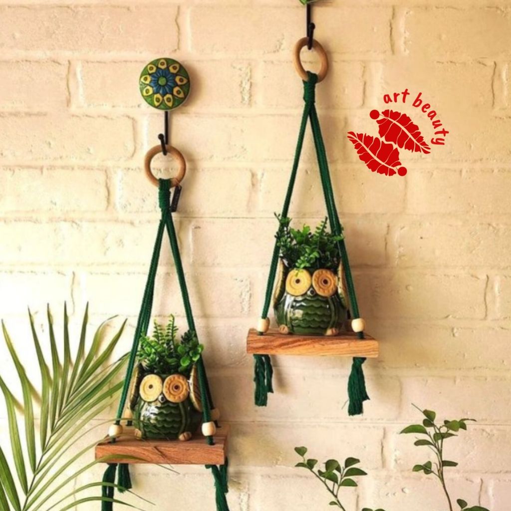 فروش اینترنتی شلف چوبی مدرن مکرومه بافی طرح آبشار