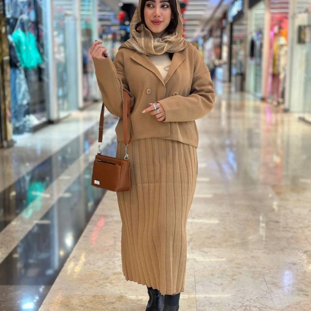 قیمت ارزان کت دامن بافت 4دگمه