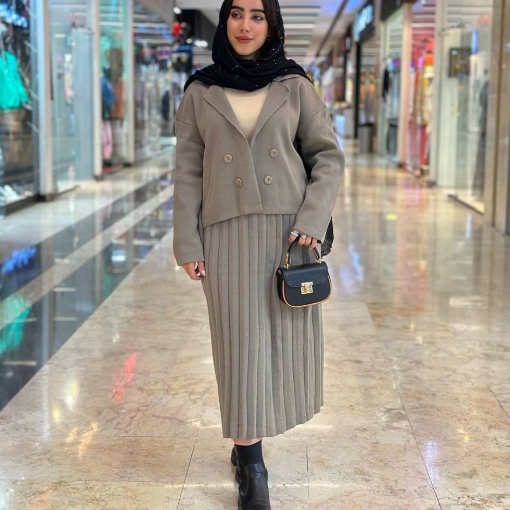 قیمت ارزان کت دامن بافت 4دگمه