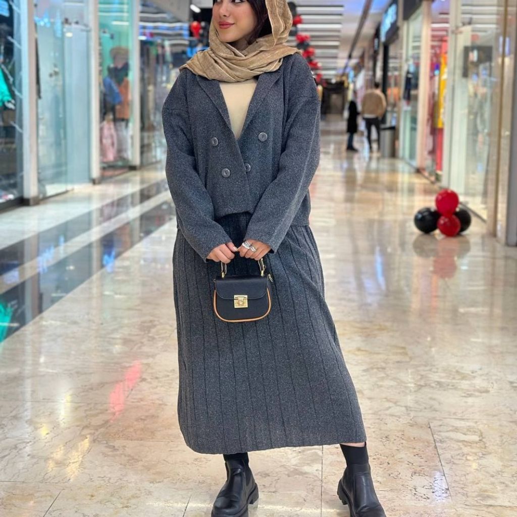 خرید انلاین کت دامن بافت 4دگمه